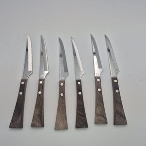 Burnco Retro Art Deco Stainless Steel Steak Knives Mid Century Modern Japan
